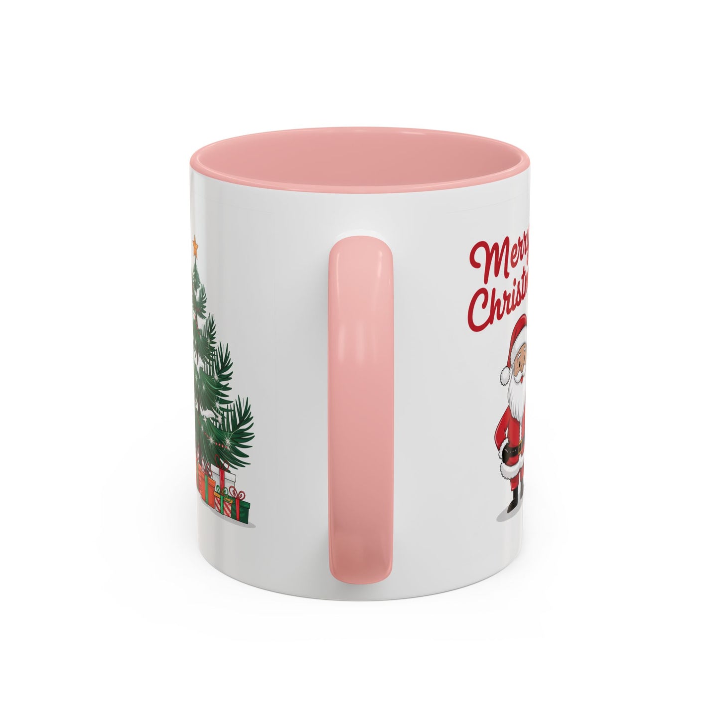 Christmas Mug - Merry Christmas Red Text Santa Tree Presents