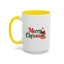 Christmas Mug - Merry Christmas Green & Red Text Santa Presents
