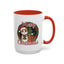 Christmas Mug - Merry Christmas Red Text Cat Presents Wreath