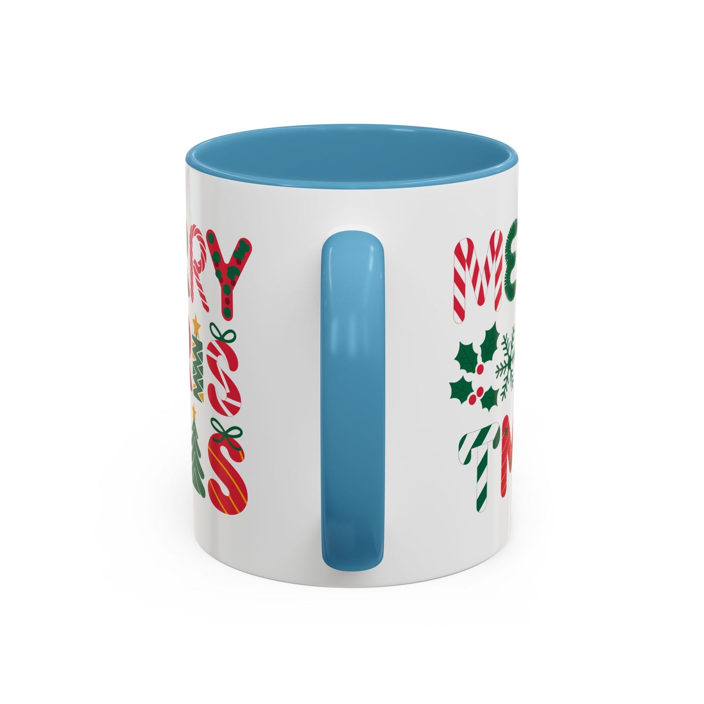 Christmas Mug - Merry Christmas Red Green & Gold Decorative Text