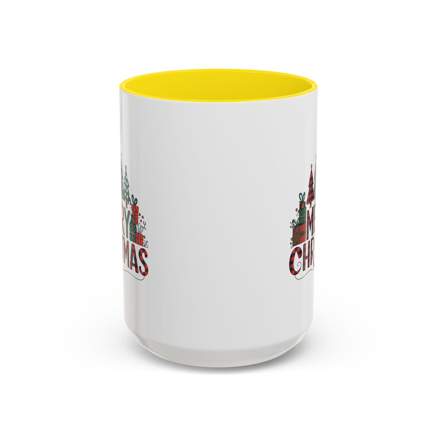 Christmas Mug - Merry Christmas Tartan Text Trees Presents