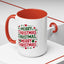Christmas Mug - Merry Christmas Green & Red Text Trees Hearts Snowflakes Stars