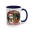 Christmas Mug - Merry Christmas Red Text Cat Presents Wreath
