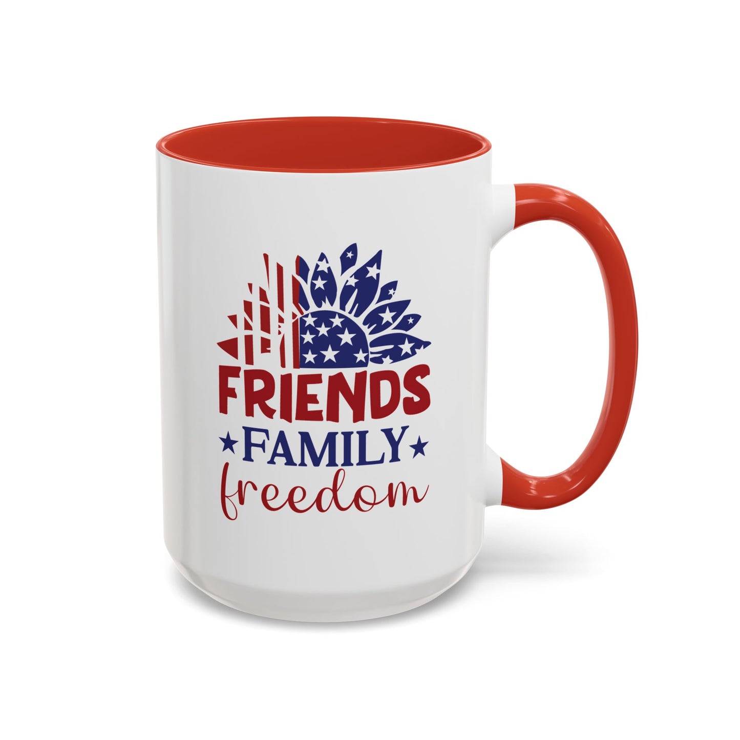 4th of July Mug - Friends Family Freedom Sunflower