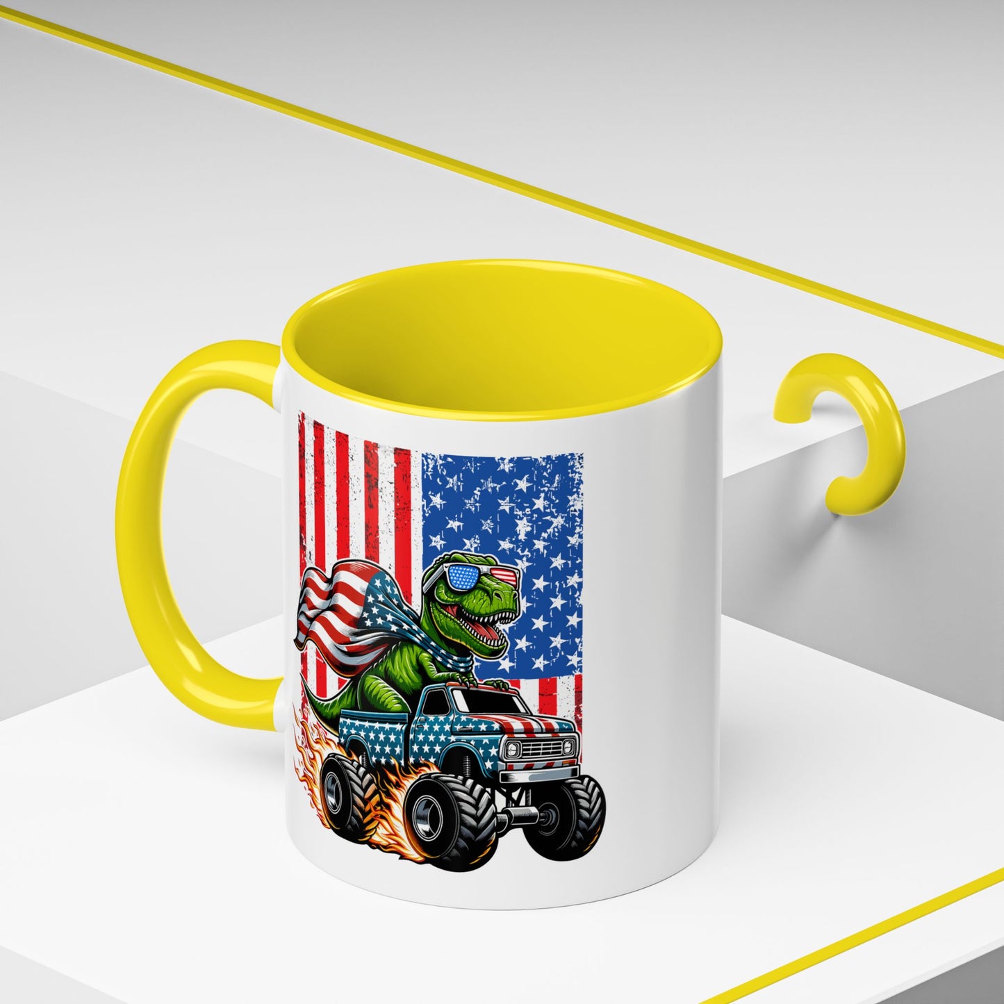 4th of July Mug - T Rex Riding Monster Truck