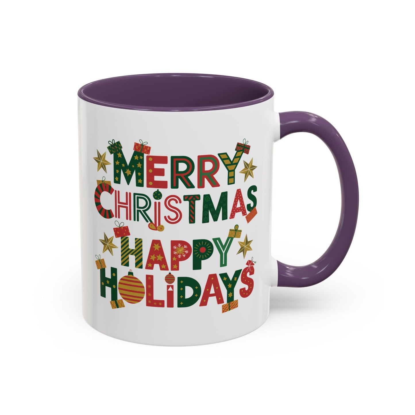 Christmas Mug - Merry Christmas Happy Holidays Decorative Text
