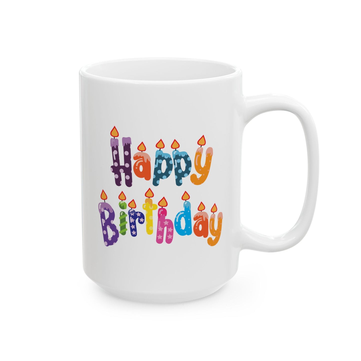 Birthday Mug - Happy Birthday Letter Candles