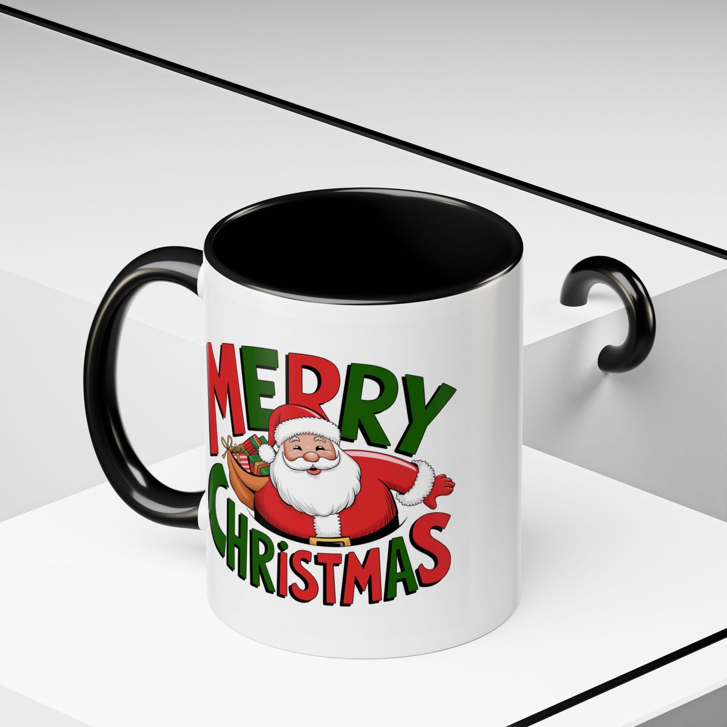 Christmas Mug - Green & Red Text Santa Presents