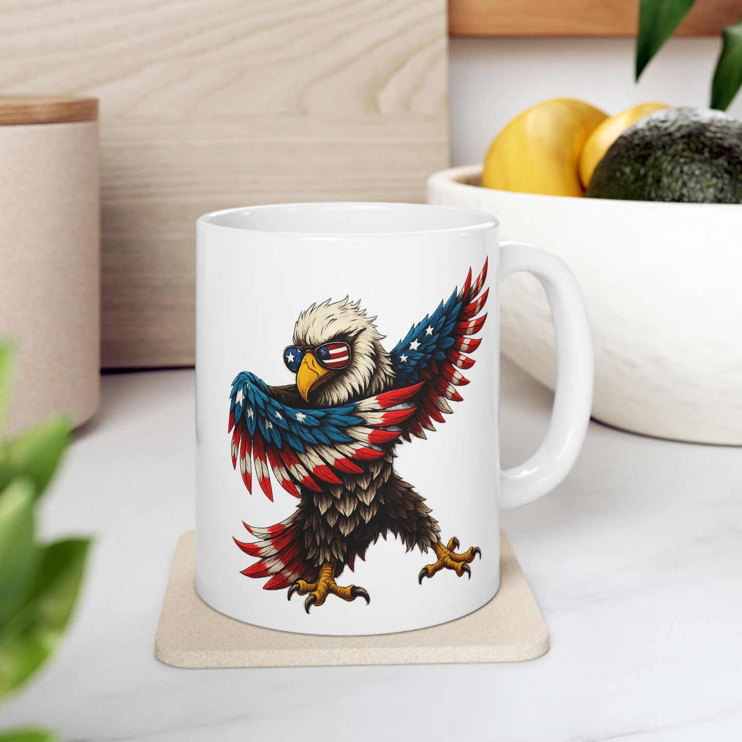 4th of July Mug - Patriotic Bald Eagle American Flag