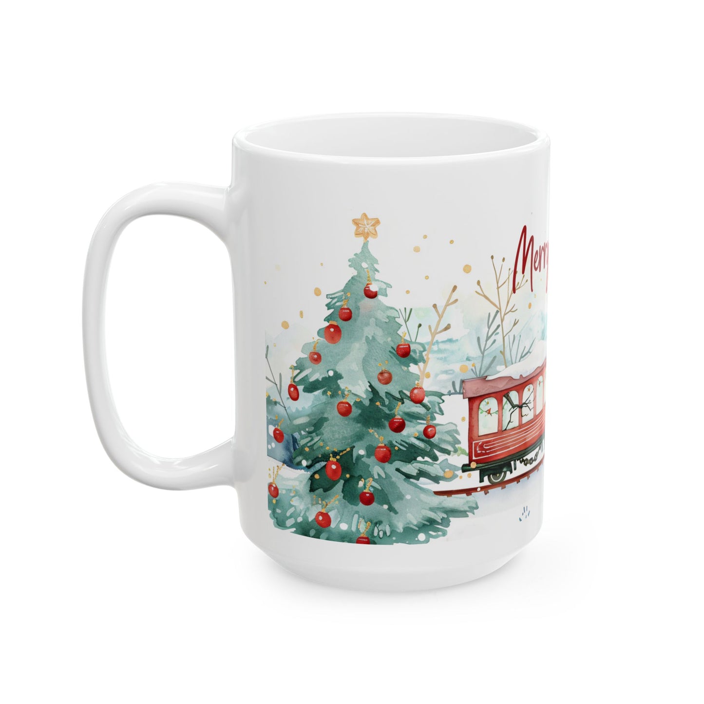 Christmas Mug - Merry Christmas Snowy Landscape Train