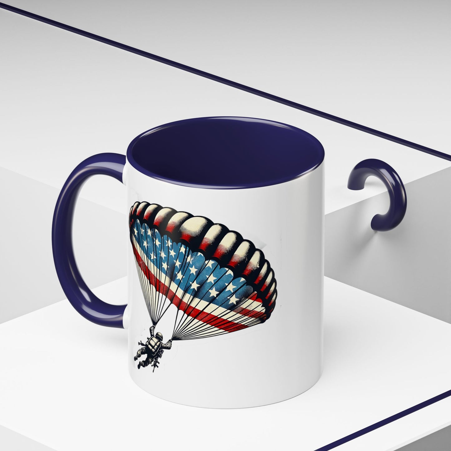 4th of July Mug - Airborne Soldier Parachute Flag