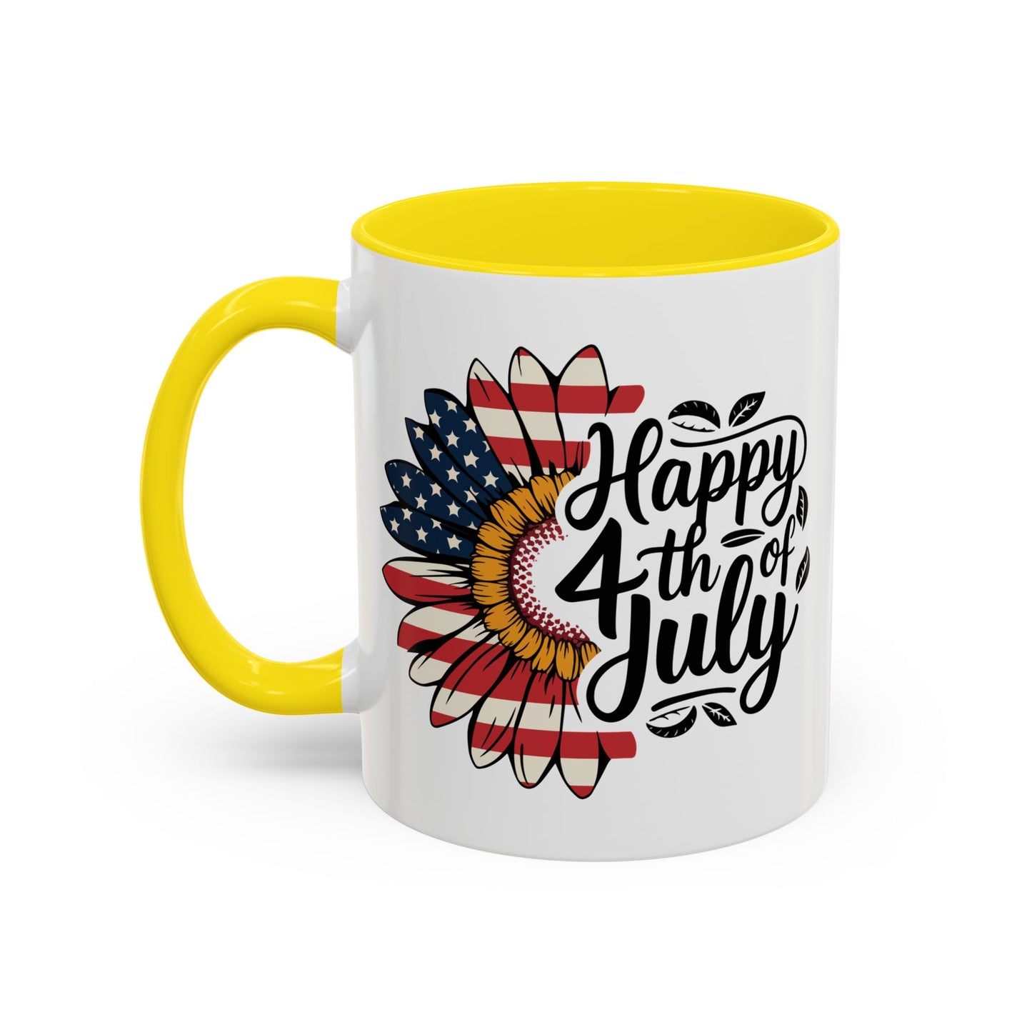 4th of July Mug - Happy 4th of July Sunflower USA Flag