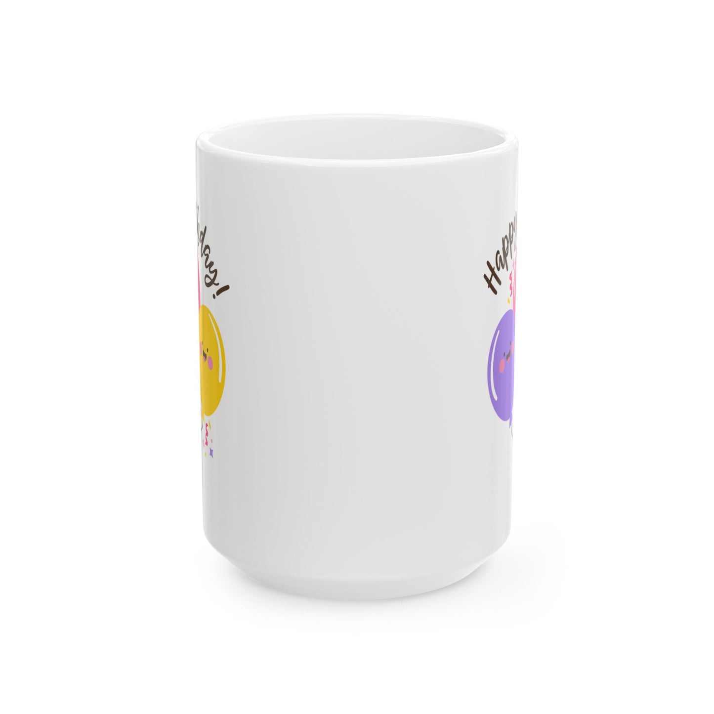 Birthday Mug - Happy Birthday Smiley Balloons