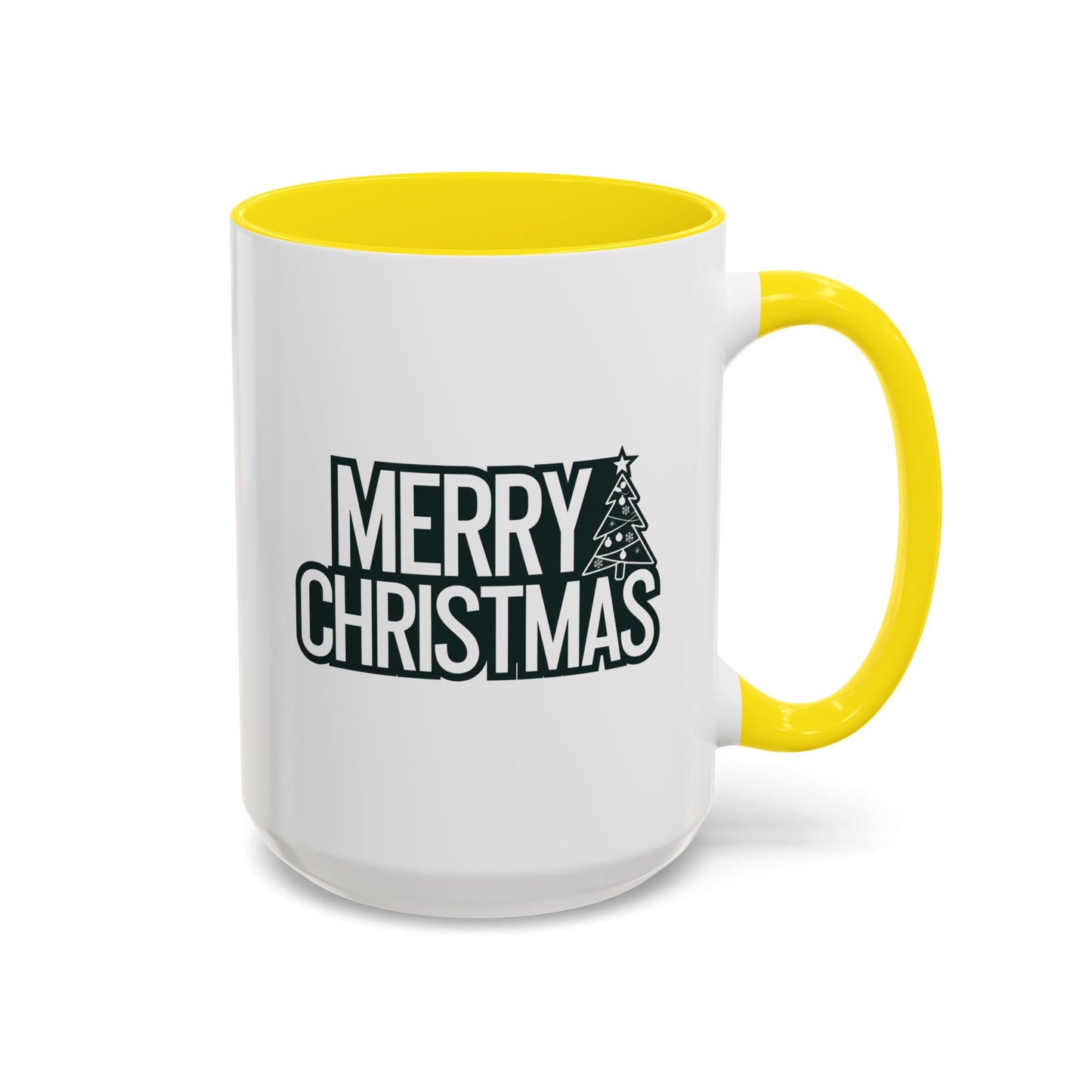 Christmas Mug - Merry Christmas White & Black Text Tree