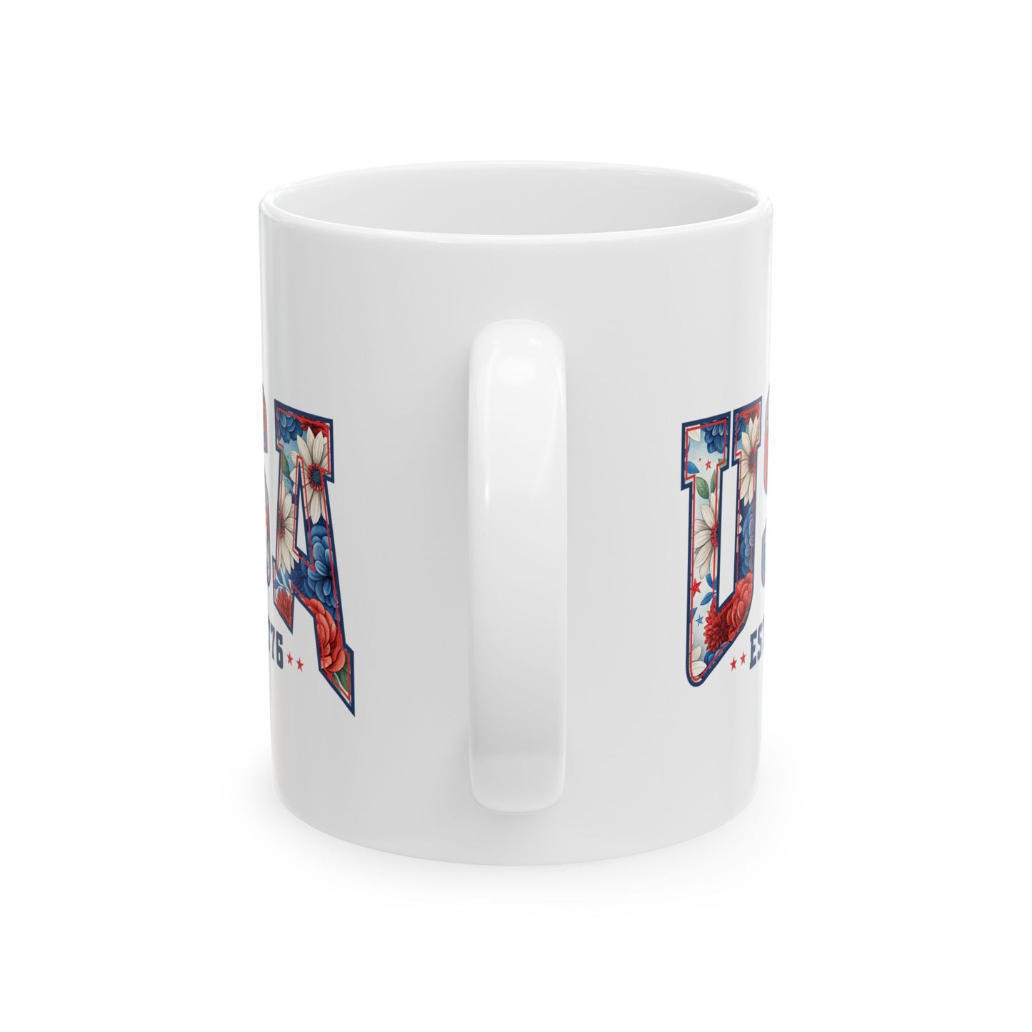 4th of July Mug - USA EST 1776 Floral