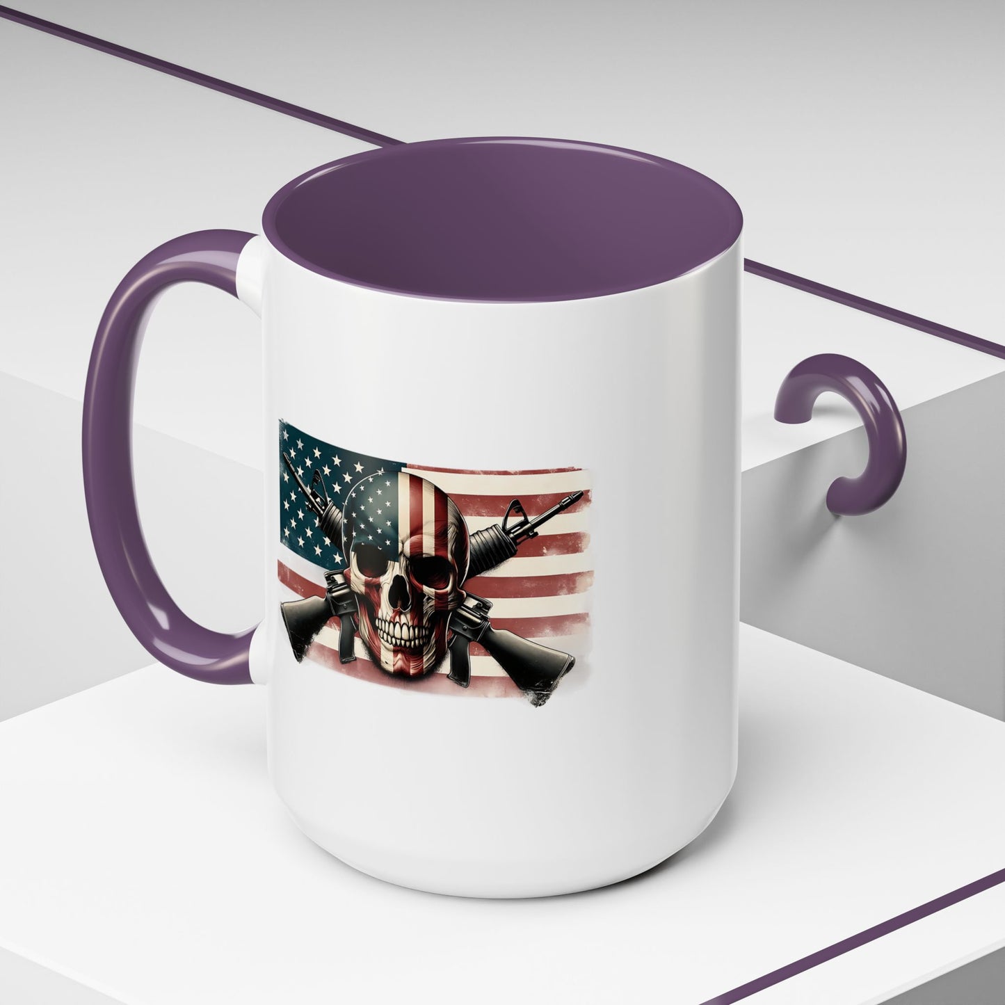 4th of July Mug - Skull Guns Flag