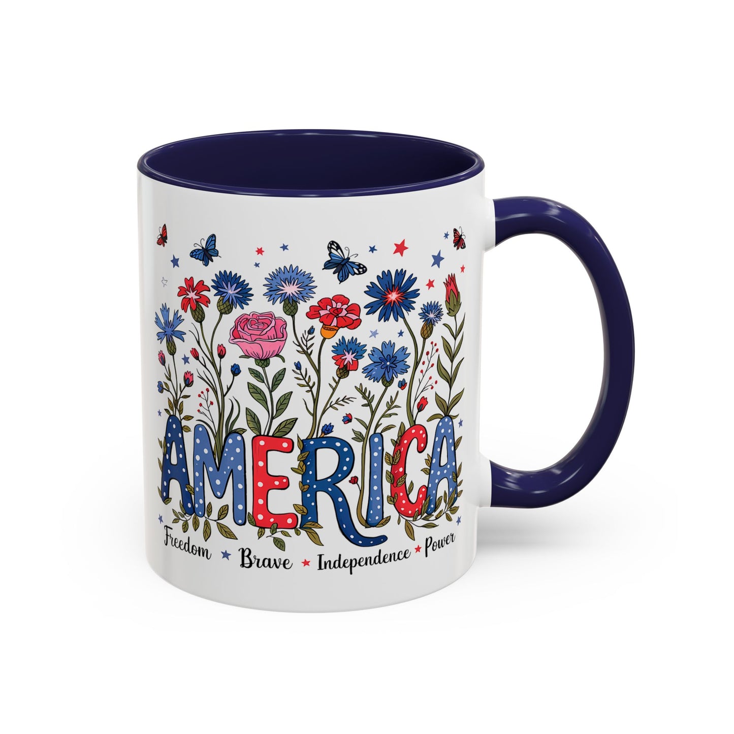 4th of July Mug - Floral America Patriotic