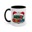 Christmas Mug - Merry Christmas Green Red Yellow and Blue Text Red Hats