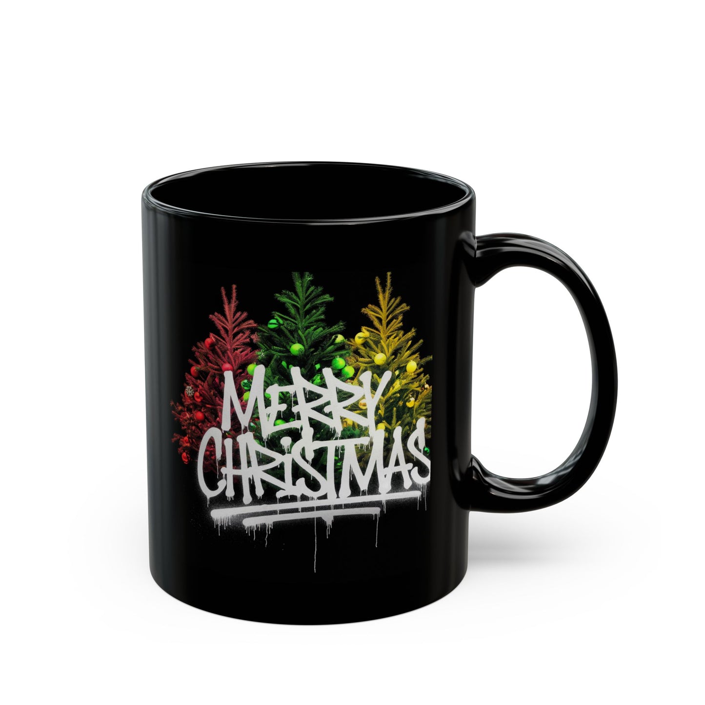 Christmas Mug - Merry Christmas White Text Graffiti