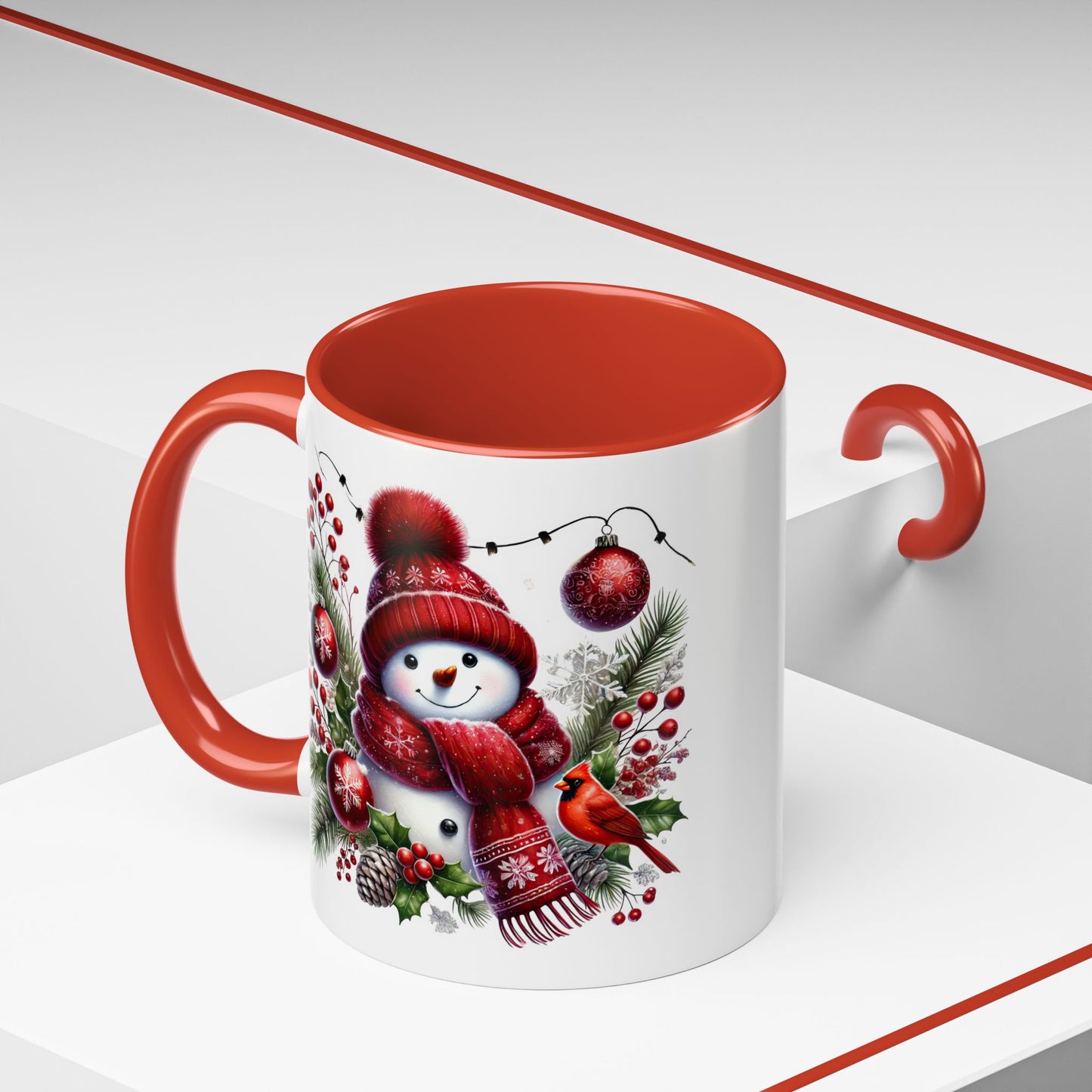 Christmas Mug - Burgundy Snowman