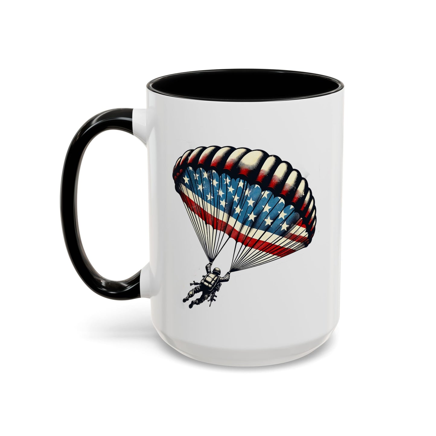 4th of July Mug - Airborne Soldier Parachute Flag