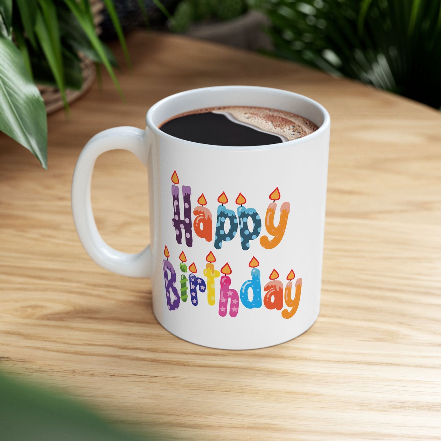 Birthday Mug - Happy Birthday Letter Candles