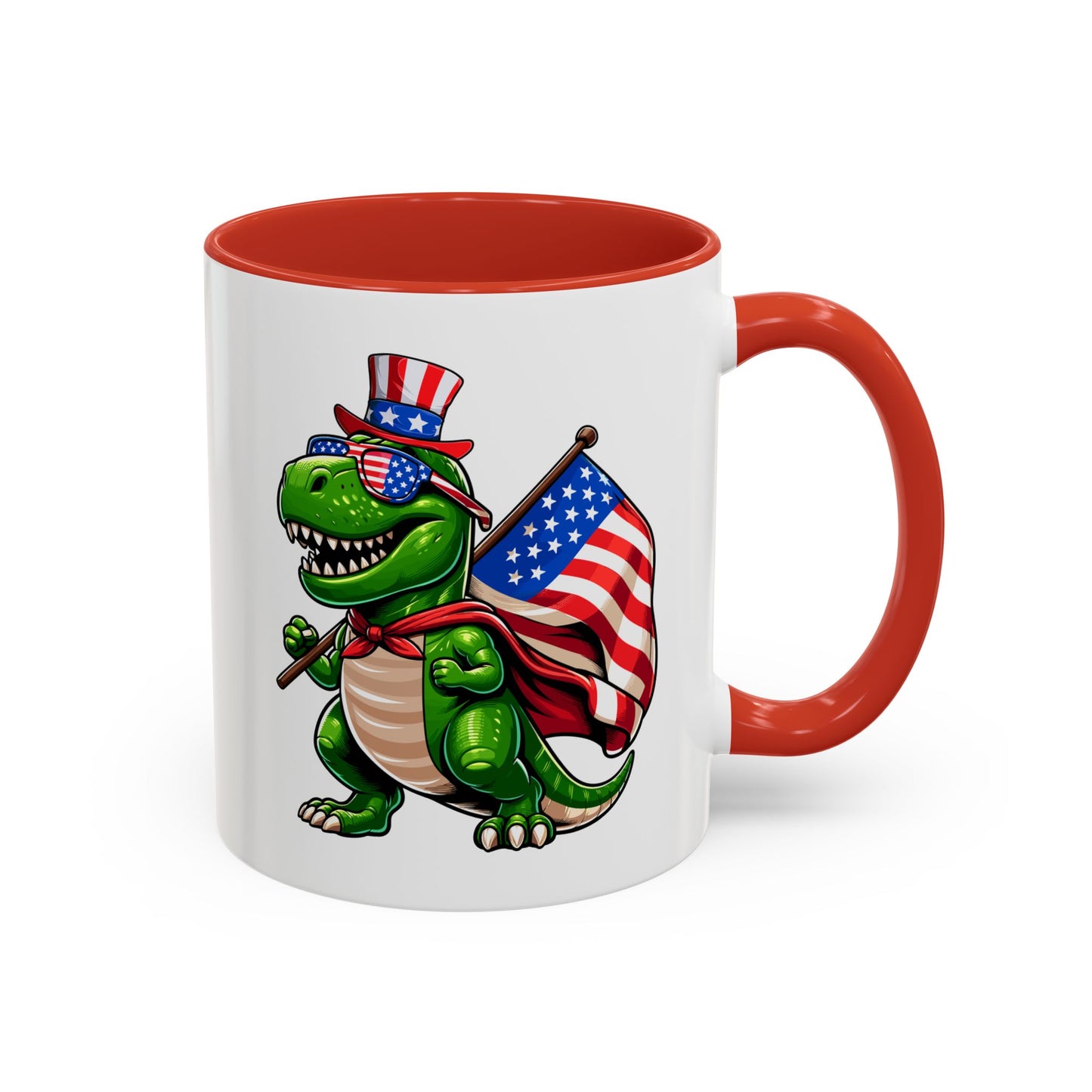 4th of July Mug - T Rex Dinosaur USA Flag