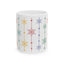 Christmas Mug - Green Yellow & Red Snowflakes Pattern