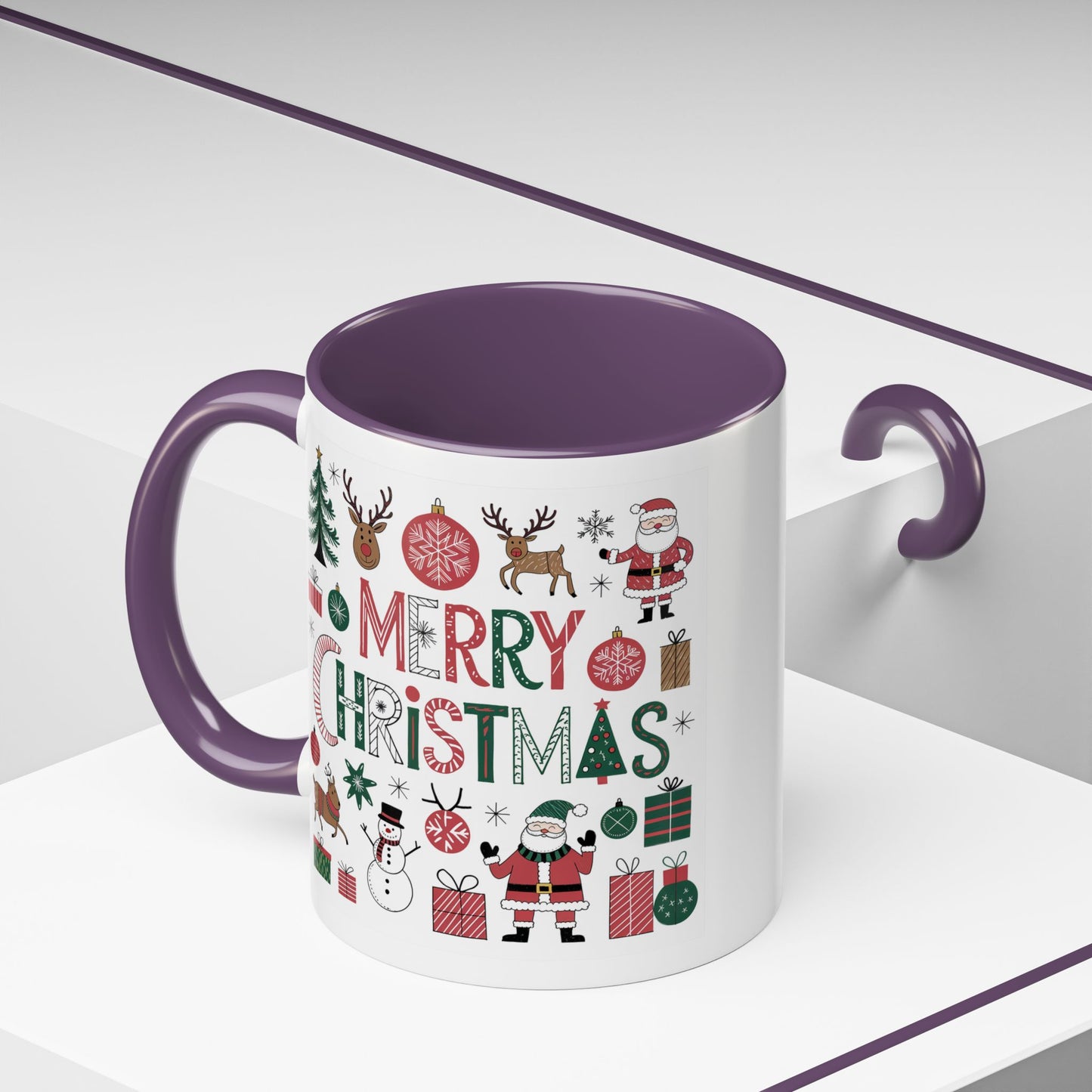 Christmas Mug - Merry Christmas Red White & Green Text Collage