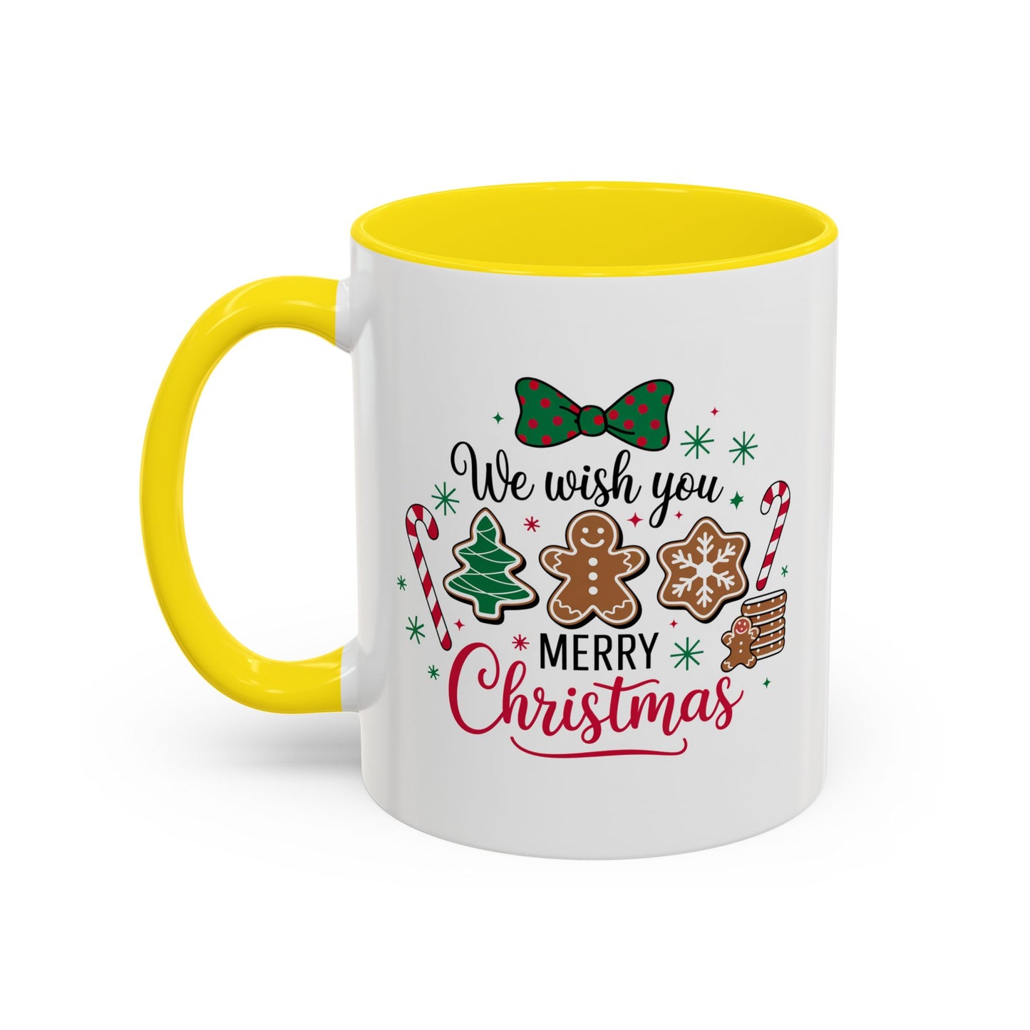 Christmas Mug - We Wish You a Merry Christmas Black & Red Text Cookies & Candy