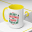 Christmas Mug - Merry Christmas and a Happy New Year Green & Red Text Trees Stars