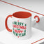 Christmas Mug - Merry Christmas and a Happy New Year Green & Red Text Trees Stars
