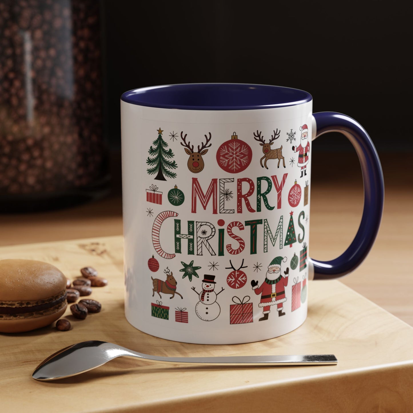 Christmas Mug - Merry Christmas Red White & Green Text Collage