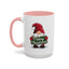 Christmas Mug - Merry Christmas White & Green Text Gnome Lights