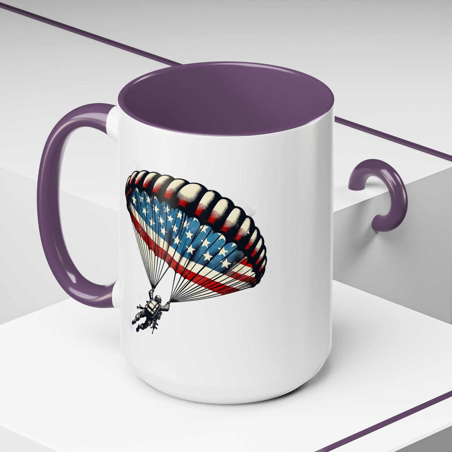 4th of July Mug - Airborne Soldier Parachute Flag