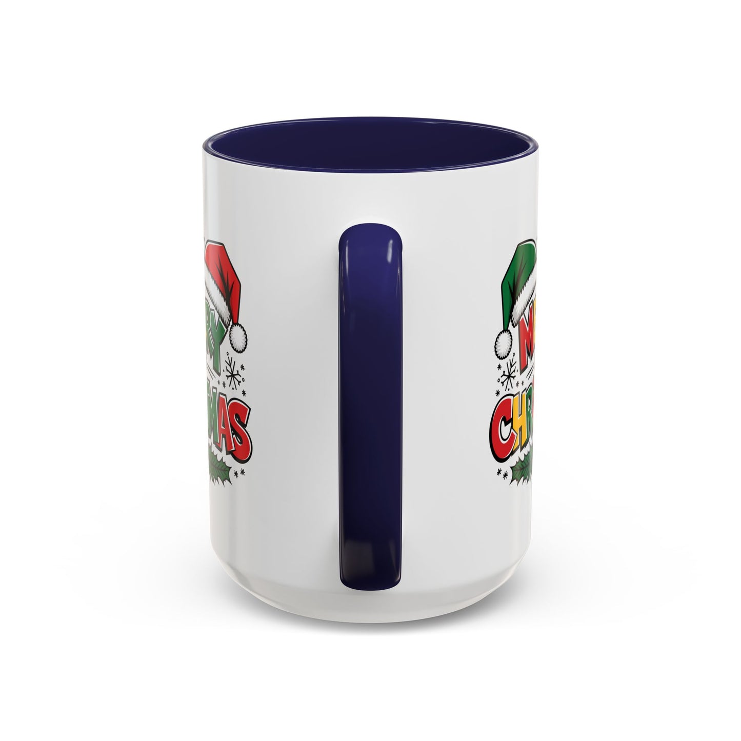 Christmas Mug - Merry Christmas Red Yellow & Green Text Green & Red Hat