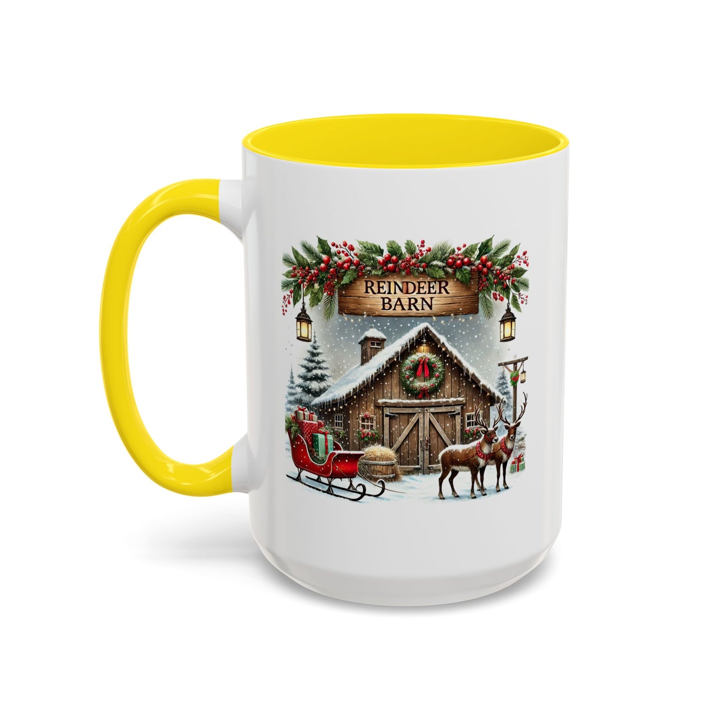 Christmas Mug - Reindeer Barn Sleigh Reindeer