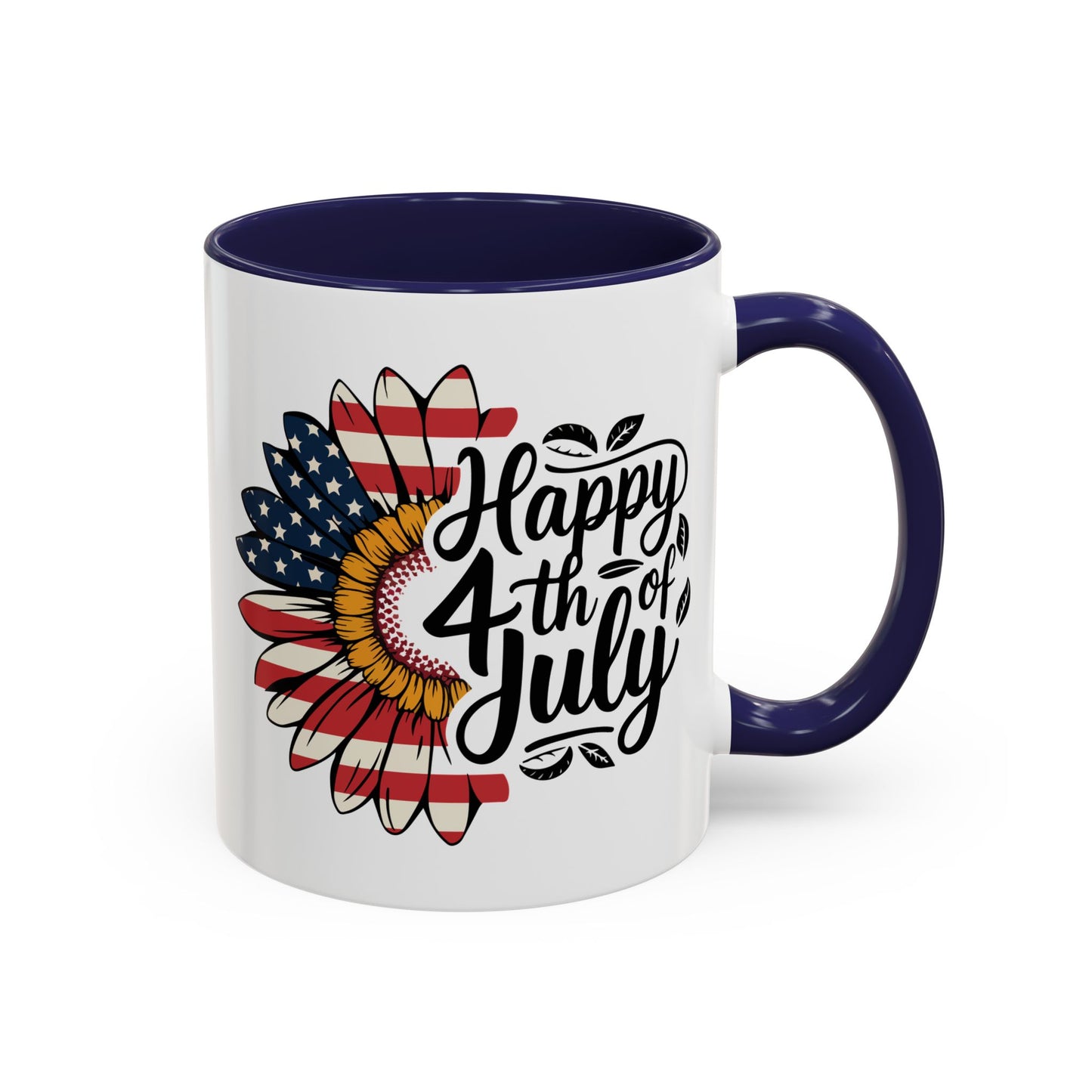 4th of July Mug - Happy 4th of July Sunflower USA Flag