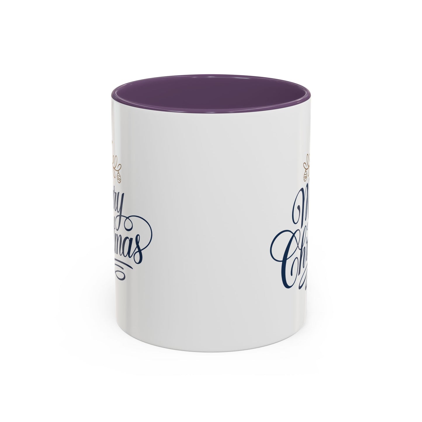 Christmas Mug - Merry Christmas Blue Text Gold Ornaments