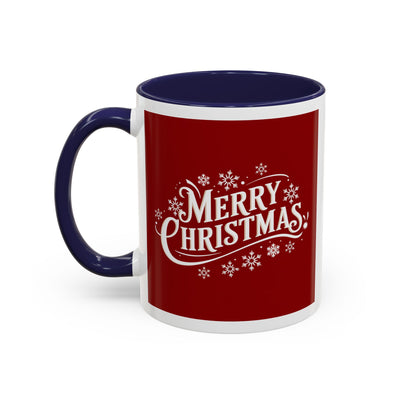 Christmas Mug - Merry Christmas White Text Maroon Background