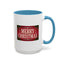 Christmas Mug - Merry Christmas Cream Text Maroon Background