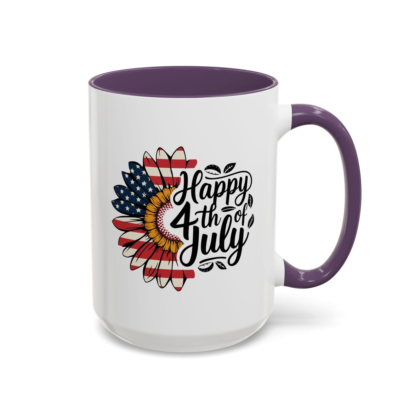 4th of July Mug - Happy 4th of July Sunflower USA Flag