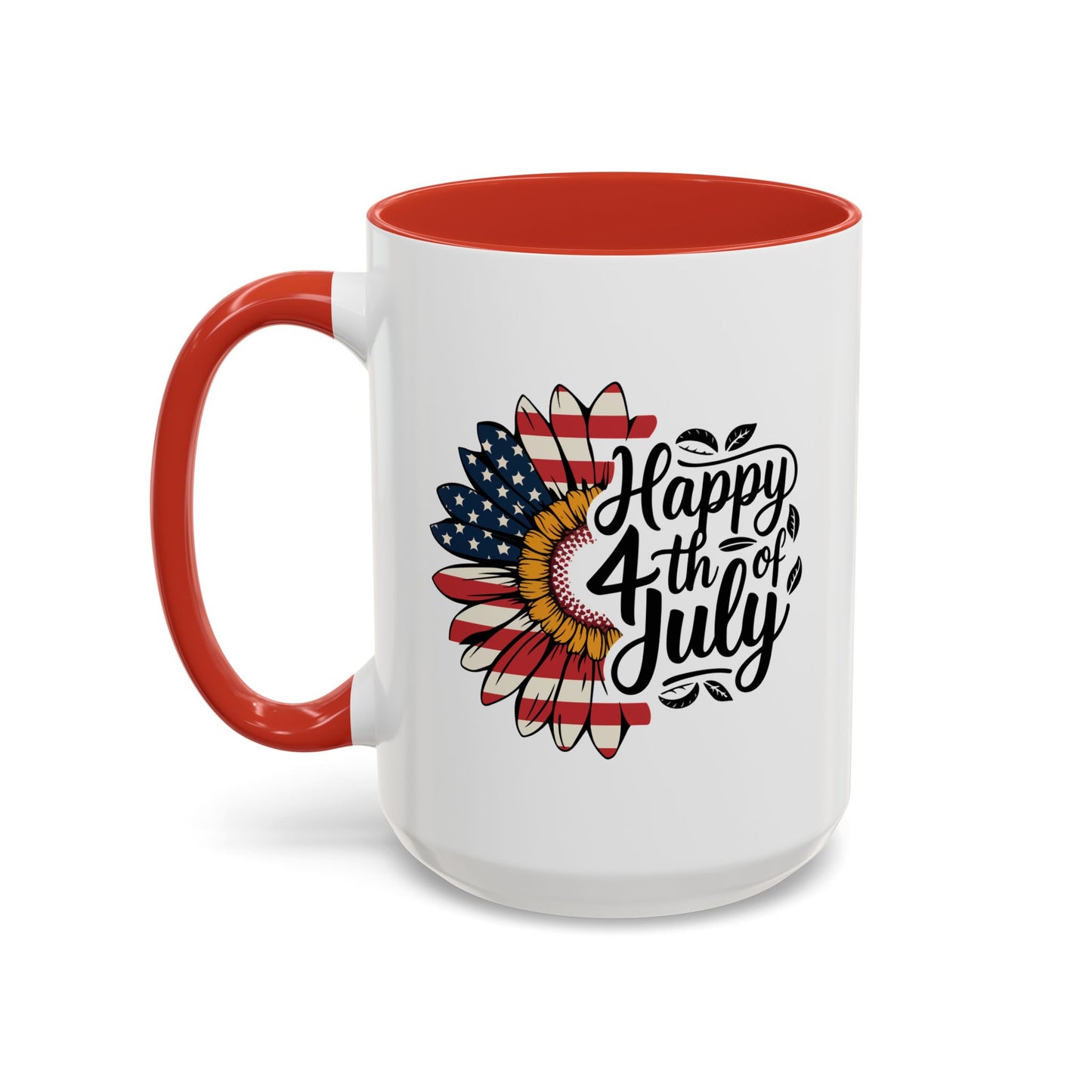 4th of July Mug - Happy 4th of July Sunflower USA Flag