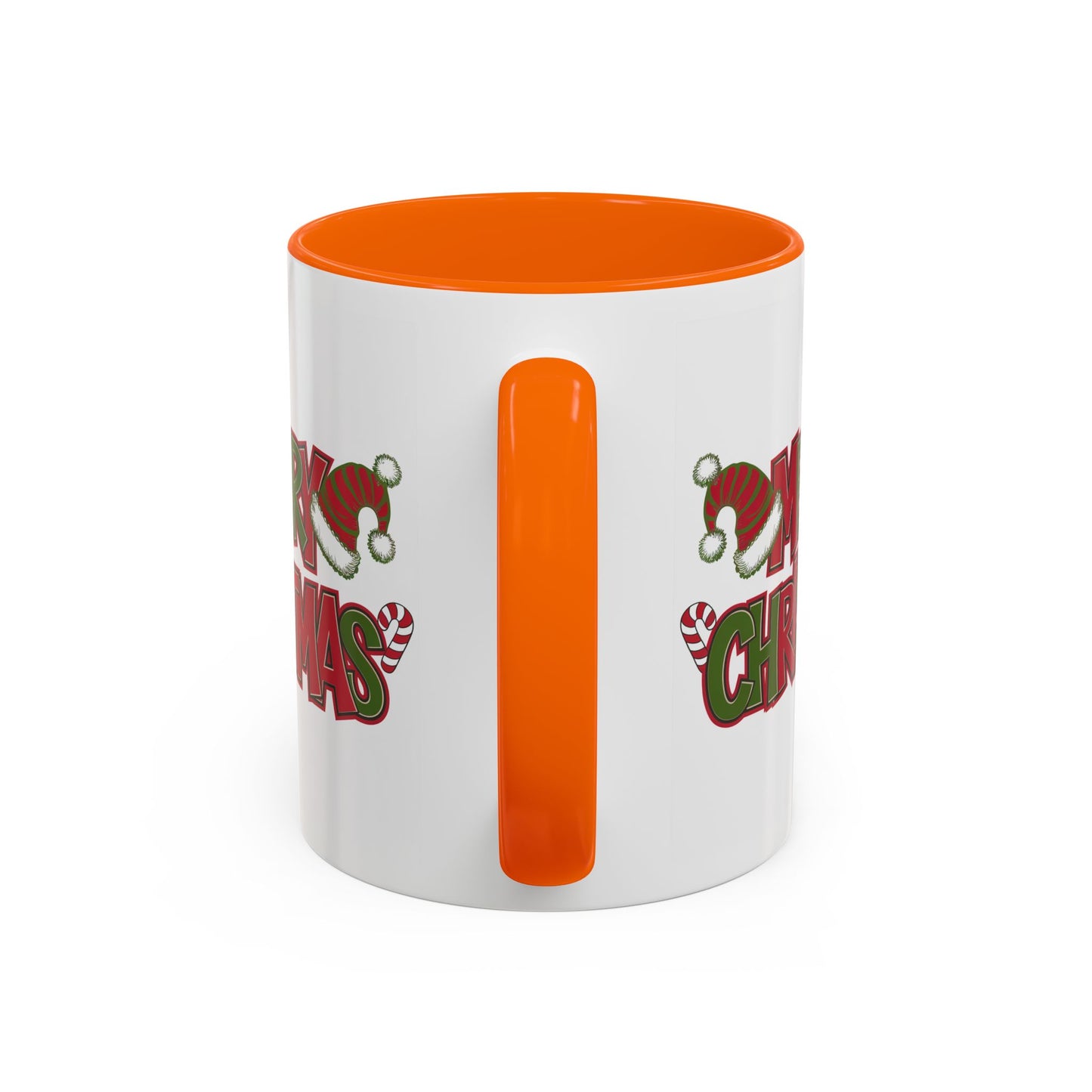 Christmas Mug - Merry Christmas Red & Green Text Hats Candy Canes