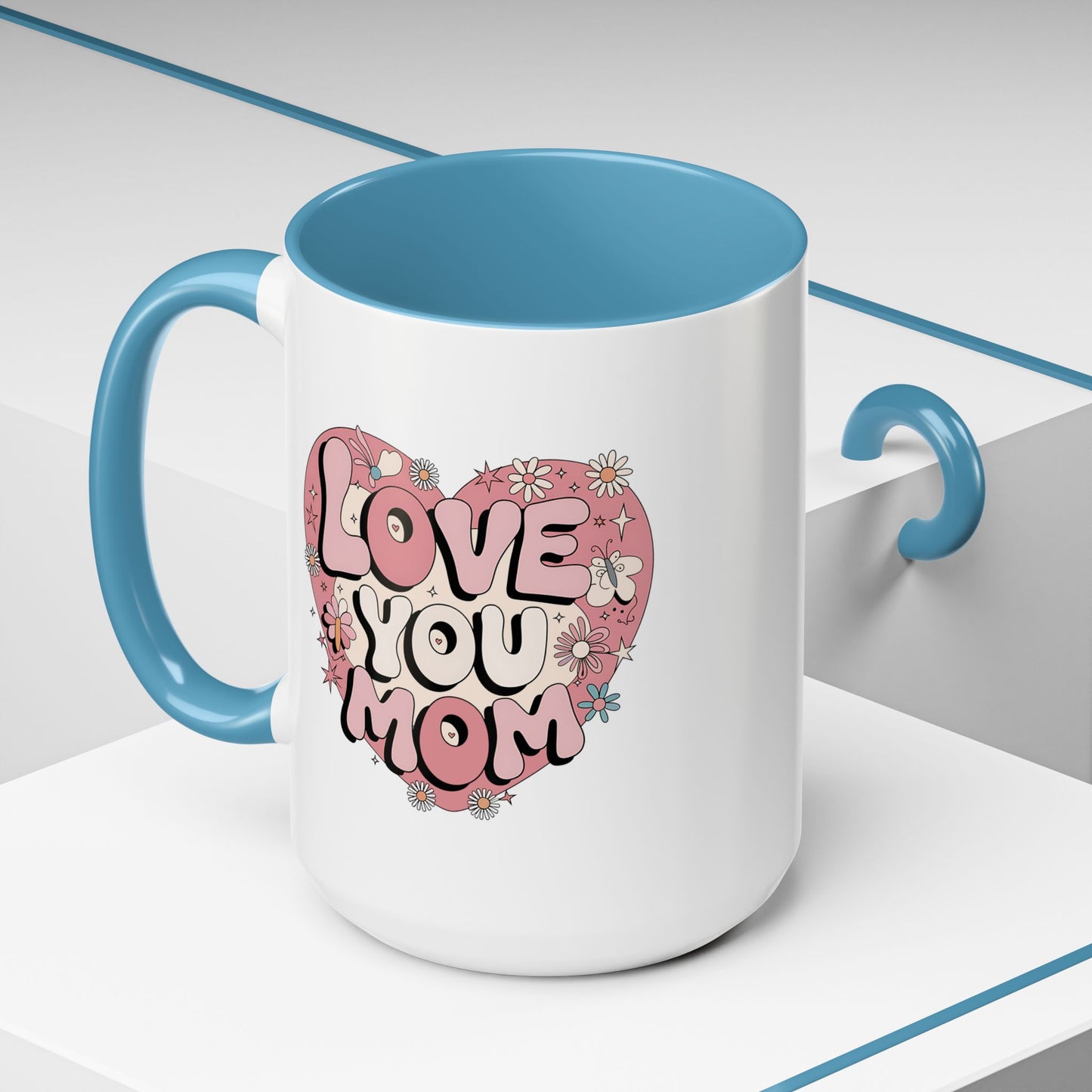 Mother's Day Mug - Love You Mom Retro Heart