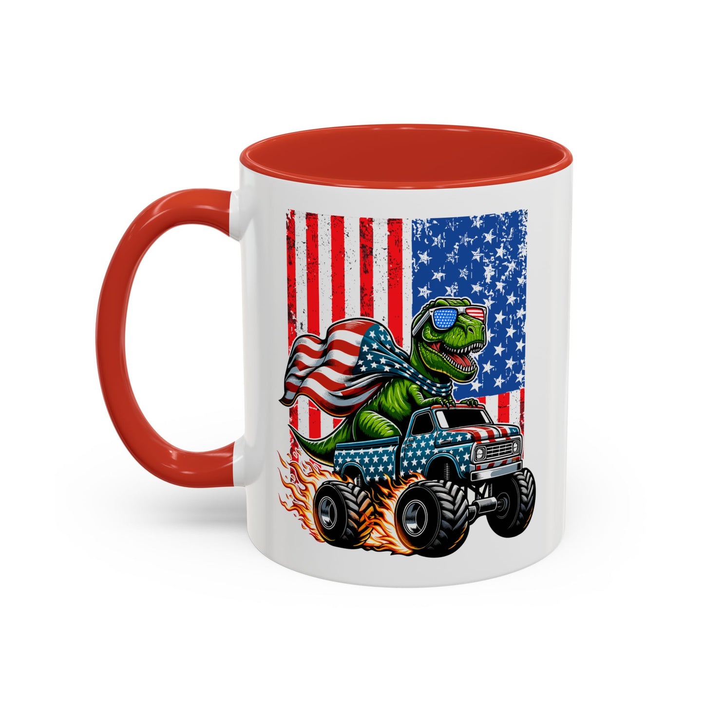 4th of July Mug - T Rex Riding Monster Truck