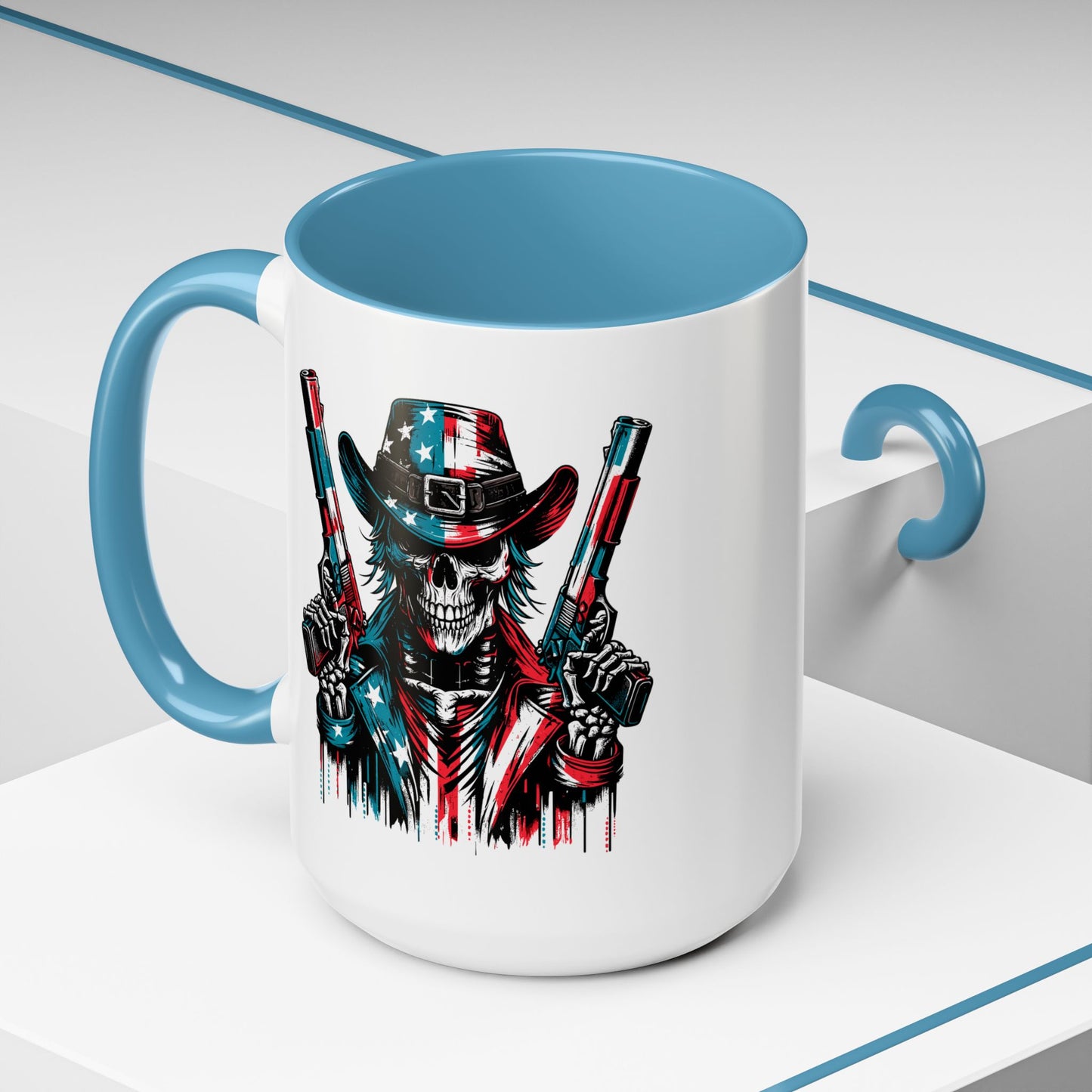 4th of July Mug - Skeleton with American Flag