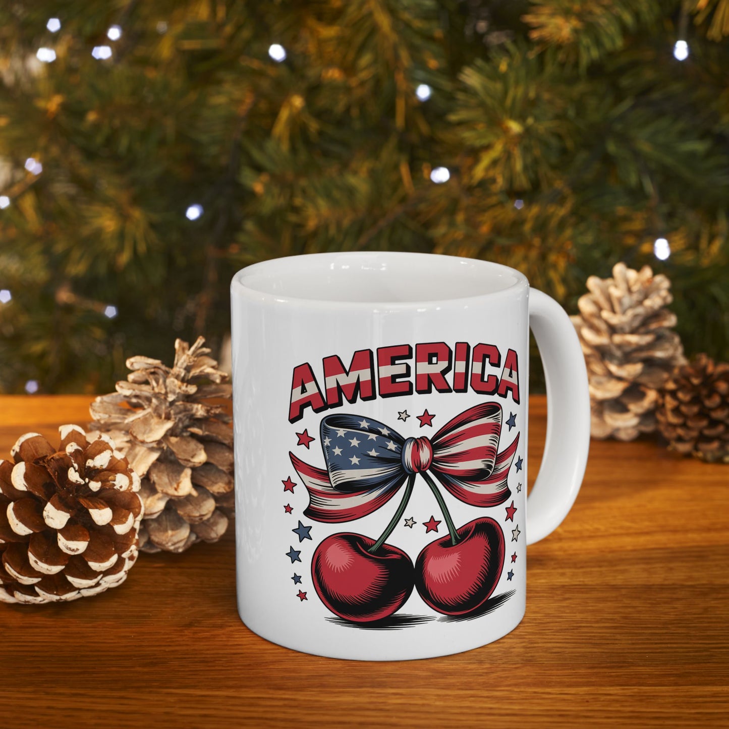 4th of July Mug - America Cherry Bow