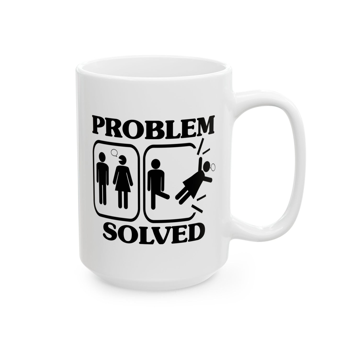 Humor Mug - Problem Solved - Boy Kicks Girl