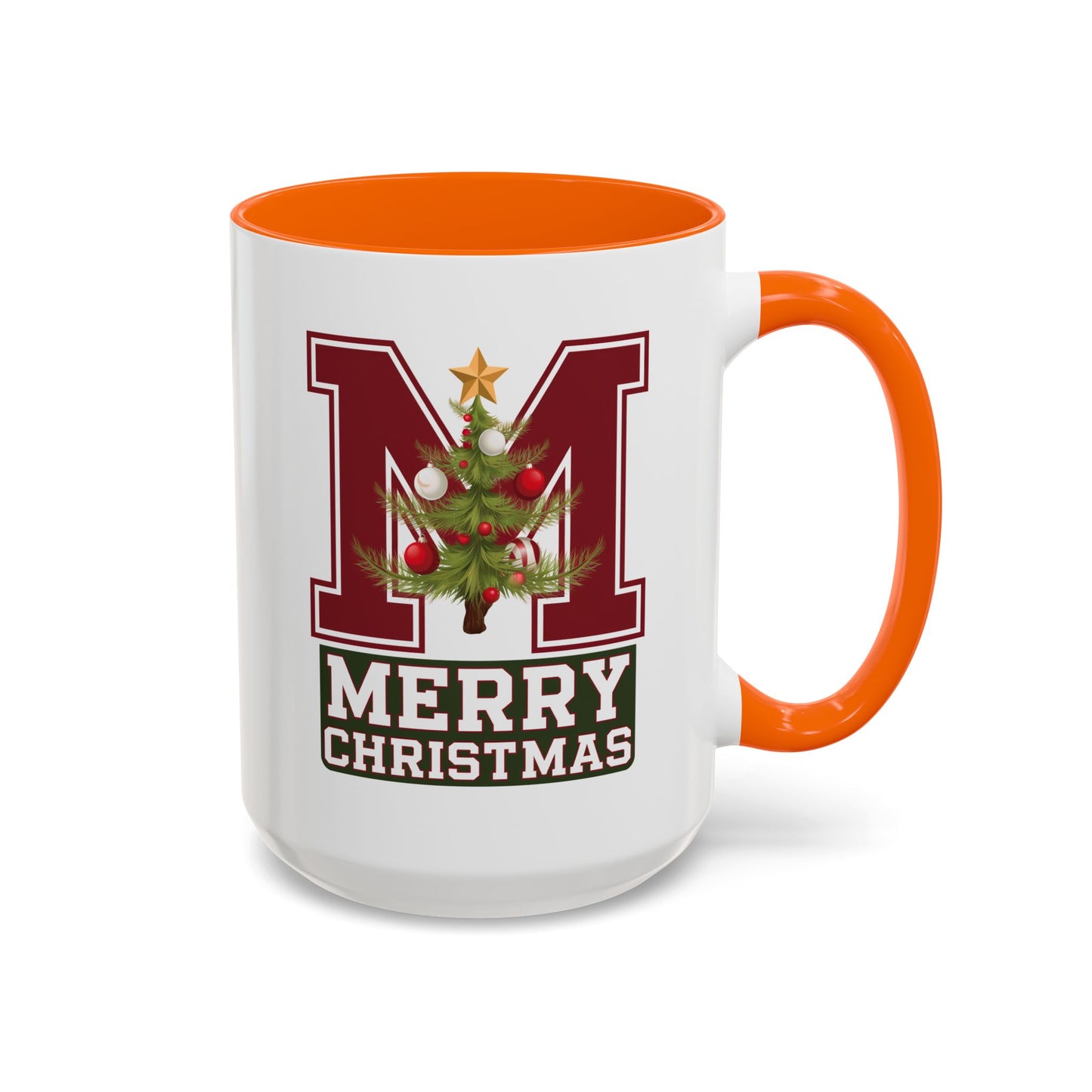 Christmas Mug - Merry Christmas White Green & Red College Text